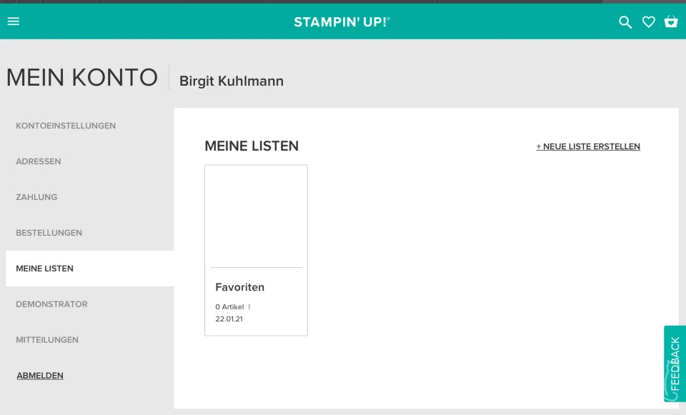 Onlineshop - Listen