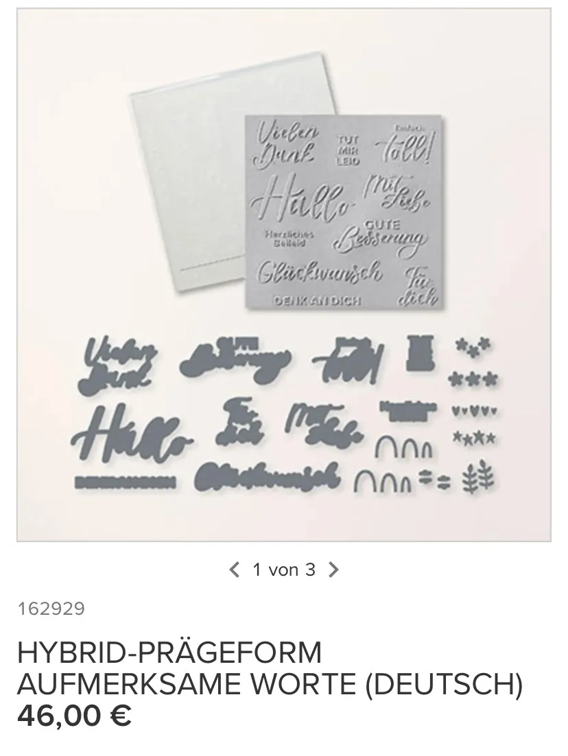 Hybridprägeform mit deutschen Wörtern wie „Hallo", „Toll!" und „Gute Besserung" in verspielten Schriften, begleitet von Sternen und Blattmotiven. Ein weißes Papier liegt daneben.